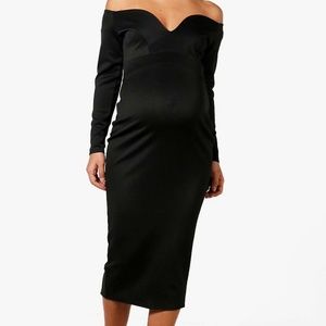 Maternity Sweetheart Bardot Midi Dress